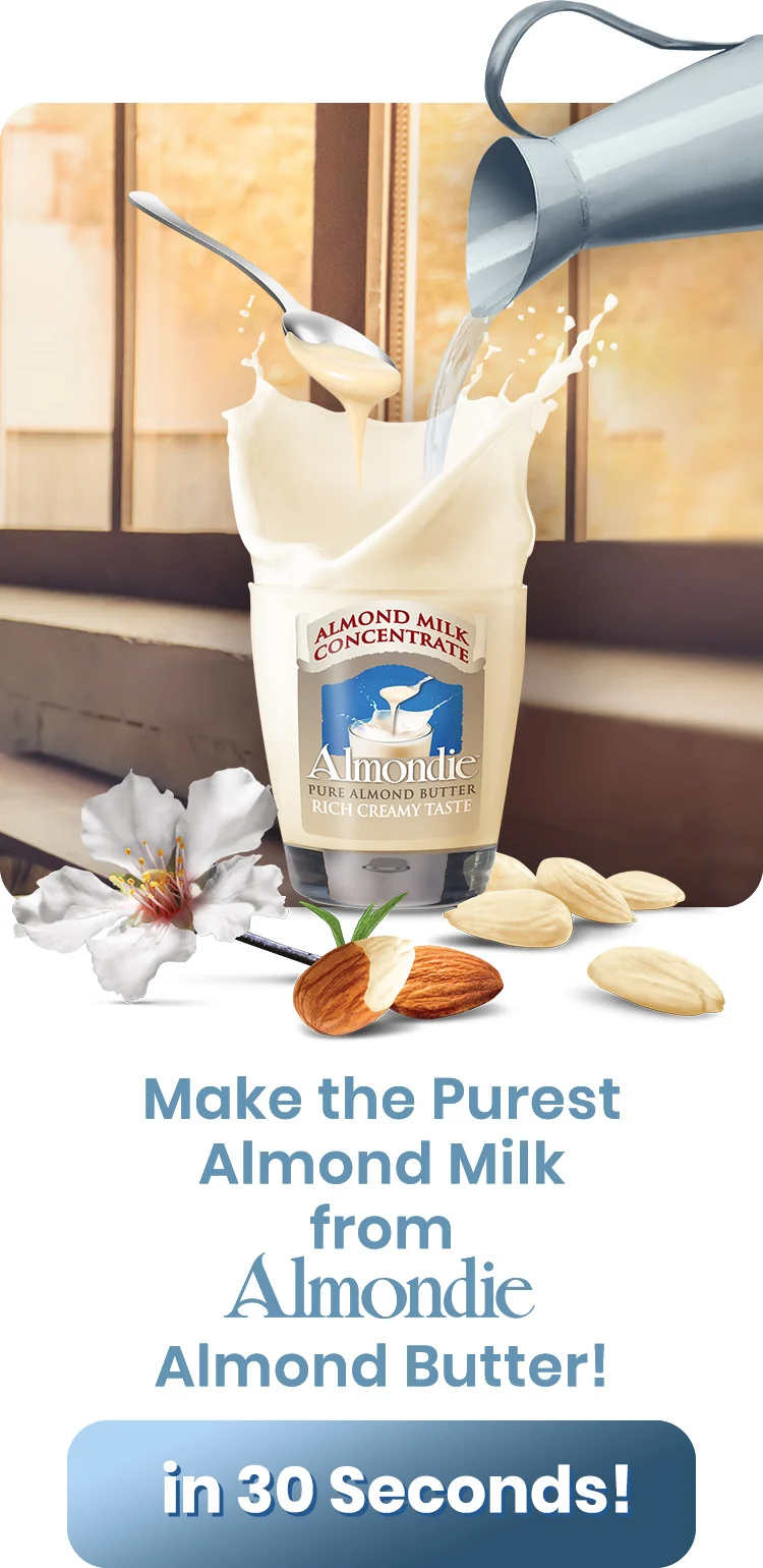 Make the purest almond milk from Almondie almond butter in 30 seconds